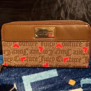 (SOLD) Juicy Couture Brown Wallet with Red Heart Accents